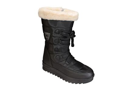 YAZKIŞ Kadın Siyah içi Polar Termo Kaymaz Taban Yandan Fermuarlı Kar Botu