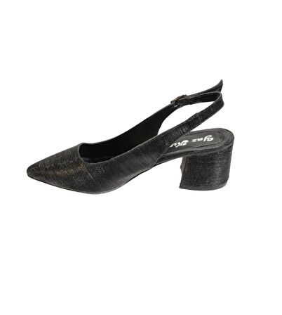 YAZKIŞ Kadın Gümüş Rose Siyah 6cm Topuklu Abiye Ayakkabı