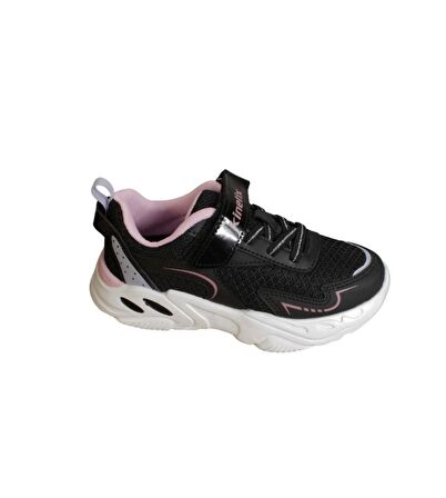 KİNETİX Kız Çocuk Siyah Beyaz Çırtlı Comfort Rahat Taban Sneaker Spor Ayakkabı
