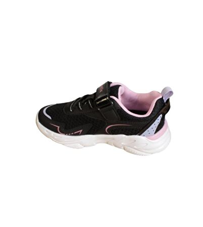 KİNETİX Kız Çocuk Siyah Beyaz Çırtlı Comfort Rahat Taban Sneaker Spor Ayakkabı
