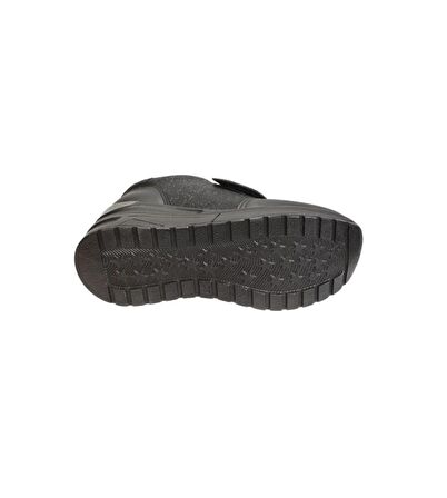 YAZKIŞ Kadın Siyah Beyaz Simli Tek Bant Üzeri Taşlı  Çırtlı 8cm Kalın Taban Fashıon Spor Ayakkabı