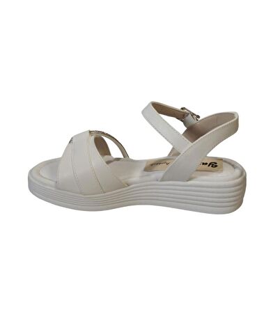YAZKIŞ Kadın Siyah Beyaz Taşlı 4cm Dolgo Topuk Sandalet