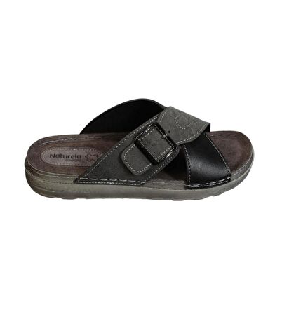 GEZER Erkek Gri Tokalı Comfort Taban  40-46 Numara Terlik
