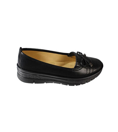 YAZKIŞ Kadın Siyah Krem Cilt Comfort Taban Üzeri Tokalı Babet