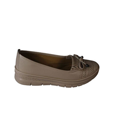 YAZKIŞ Kadın Siyah Krem Cilt Comfort Taban Üzeri Tokalı Babet