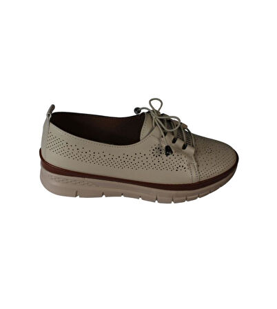 YAZKIŞ Kadın Siyah Krem Cilt Delikli Dil Kısmı Taşlı Üzeri Lastik Bağcık Comfort Taban Ayakkabı