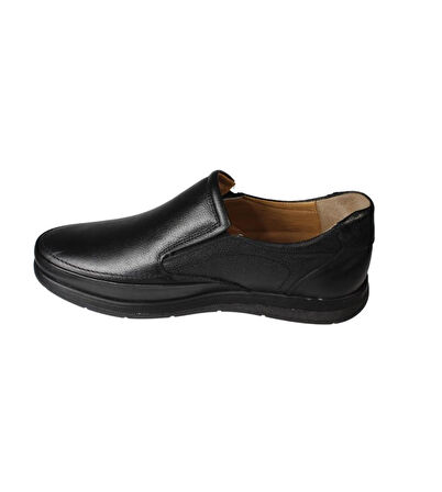 YAZKIŞ Erkek Siyah Cilt Bağcıksız İç Ve Dış Hakiki Deri Comfort Taban