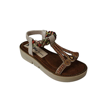YAZKIŞ Kadın Siyah Ten Taşlı Lastikli Rahat Taban Sandalet Topuk Boyu 4cm