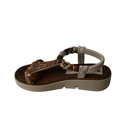 YAZKIŞ Kadın Siyah Ten Taşlı Lastikli Rahat Taban Sandalet Topuk Boyu 4cm