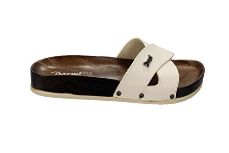 YAZKIŞ Kadın Siyah Krem Çapraz Bantlı Günlük Terlik