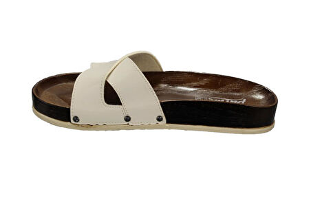 YAZKIŞ Kadın Siyah Krem Çapraz Bantlı Günlük Terlik