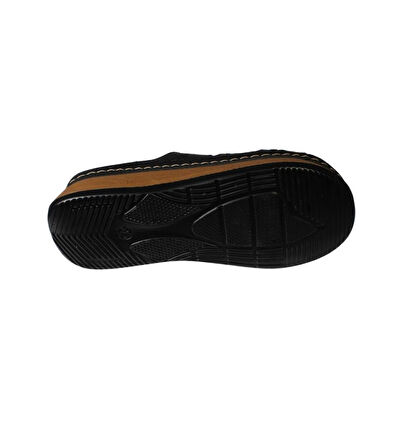 YAZKIŞ Kadın Siyah Krem Cilt Üzeri Taşlı Kalın Taban Comfort Taban terlik