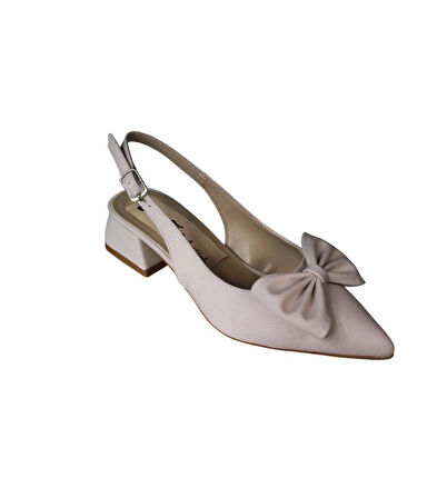 YAZKIŞ Kadın Siyah Ten Kumaş Üzeri Fiyonklu 4cm Kalın Topuk Arkası Açık Ayakkabı