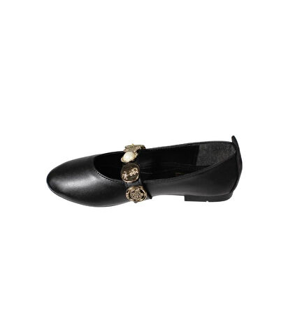 YAZKIŞ Kadın Siyah Ten Cilt Üzeri Para Baskılı Atkılı Babet