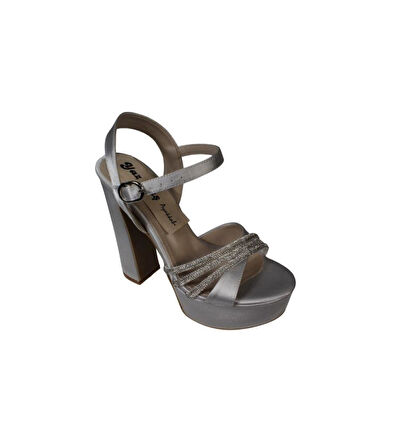 YAZKIŞ Kadın Siyah 14cm Kalın Topuk 4cm pltform Üzeri Taşlı Fantazi Ayakkabı