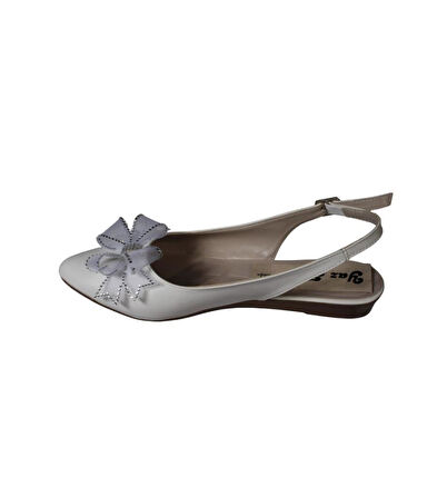 YAZKIŞ Kadın Siyah Beyaz Cilt Üzeri Tül Fiyonklu Önü kapalı Arkası Açık Babet