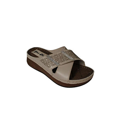 YAZKIŞ Kadın Siyah Ten Üzeri Çapraz Bantlı Taşlı Tabanı Comfort Rahat taban Terlik