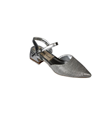 YAZKIŞ Kadın Altın Gümüş Simli 4cm Kısa Kalın Topuklu Abiye Ayakkabı