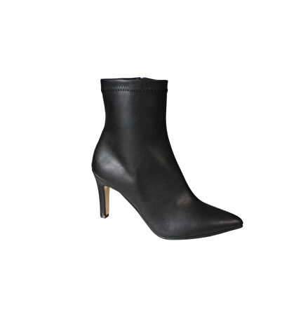 YAZKIŞ Kadın Siyah Kahve Cilt 16cm Bilek Boyu Yandan Fermuarlı 9cm ince Topuk Sivri Burun Topuklu Bo