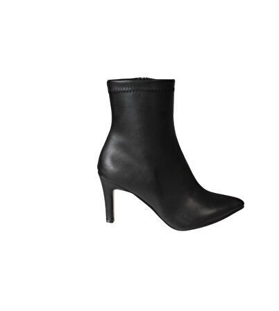 YAZKIŞ Kadın Siyah Kahve Cilt 16cm Bilek Boyu Yandan Fermuarlı 9cm ince Topuk Sivri Burun Topuklu Bo