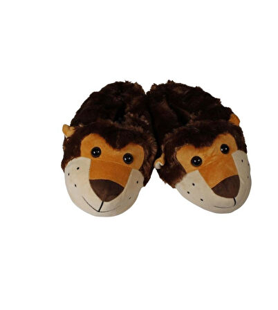 YAZKIŞ Kadın Kahve Krem Arslan Köpek Hayvan Fiğürlü Panduf