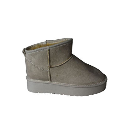 YAZKIŞ Kadın Deve Tüyü Krem İçi Yünlü Bilekten Kalın Taban Mini Bot