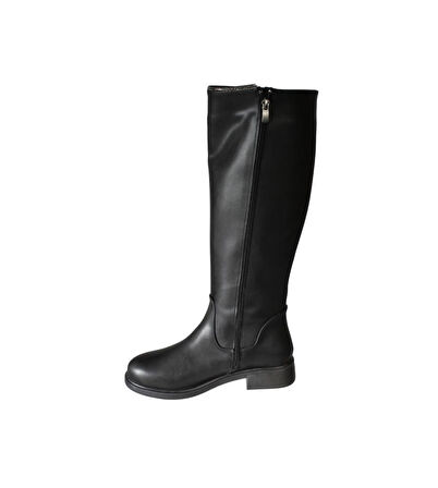 YAZKIŞ Kadın Siyah Cilt 38cm Bilek Boyu Yanı Taşlı Düz Taban Çizme