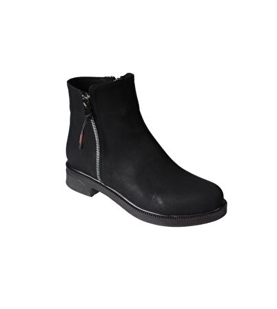 YAZKIŞ Kadın Siyah Mat Cilt 12cm Bilek Boyu Düz taban Yandan Fermuarlı  Bot