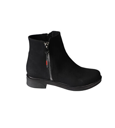 YAZKIŞ Kadın Siyah Mat Cilt 12cm Bilek Boyu Düz taban Yandan Fermuarlı  Bot