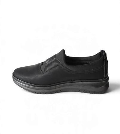 Kadın Zümrüt Siyah Comfort Taban Bağcıksız Taşlı Atom 37-41 Numara Anne Ayakkabı
