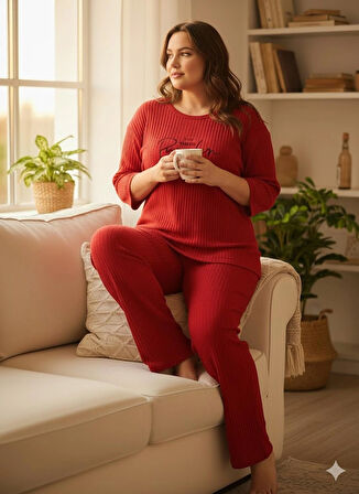 KADIN KIRMIZI PUMPKİN PİJAMA TAKIMI