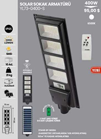 Noas YL-73-0400-S 400 W Solar Sokak Armatürü