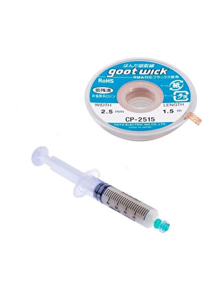 Goot Wick Cp-2515 Lehim Sökme Teli 2,5 Mm 1,5 Metre Ve Flux Lehim Toplama