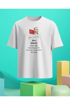 23 Nisan, 29 Ekim, 10 Kasım, Kişiye Özel Atatürk ve Andımız Baskılı Yetişkin / Çocuk Tişört