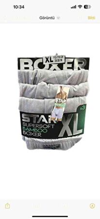 STAR 3 LÜ ERKEK PAMUK KEMER SÜPERSOFT ORGANİK BAMBU KUMAŞ  BOXER 