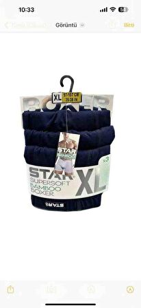 STAR 3 LÜ ERKEK PAMUK KEMER SÜPERSOFT ORGANİK BAMBU KUMAŞ  BOXER 