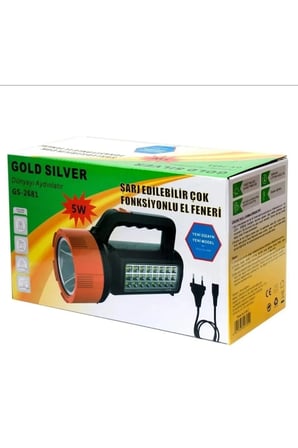 Led Şarj Edilebilir Çok Fonksiyonlu El Feneri Gold Silver Gs-2681 5w