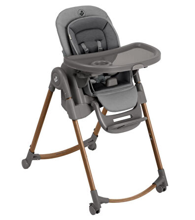 Maxi-Cosi Minla Plus 6'sı Bir Arada Ahşap Görünümlü 4 Tekerlekli Mama Sandalyesi Elegance Graphite