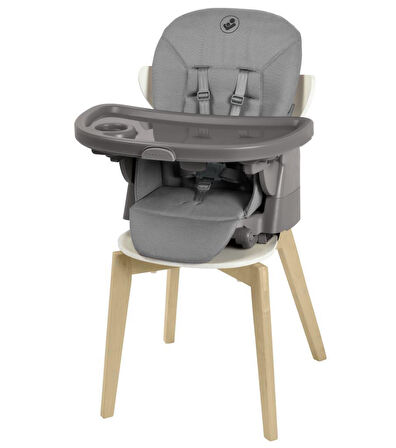 Maxi-Cosi Minla Plus 6'sı Bir Arada Ahşap Görünümlü 4 Tekerlekli Mama Sandalyesi Elegance Graphite