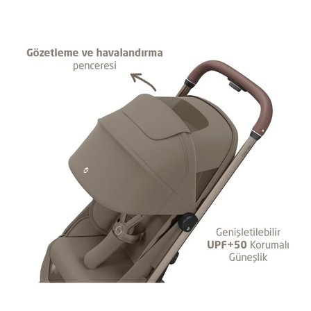 Maxi-Cosi Fame Cabin Led Işıklı Entegre Şarj Üniteli Tek Elle Katlanan Premium Kabin Boy Bebek Arabası Oak Truffle