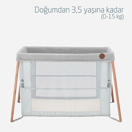 Maxi Cosi Iris 2 'si Bir Arada Anne Yanı Beşik ve Taşınabilir Çift Katlı Park Yatak Beyond Grey Eco