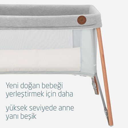 Maxi Cosi Iris 2 'si Bir Arada Anne Yanı Beşik ve Taşınabilir Çift Katlı Park Yatak Beyond Grey Eco