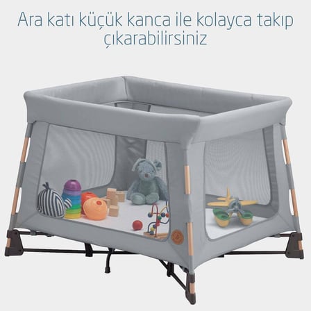 Maxi Cosi Swift 3'ü Bir Arada Beşik Seyahat Yatağı Oyun Parkı Beyond Grey Eco