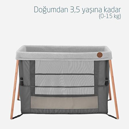 Maxi Cosi Iris 2 'si Bir Arada Anne Yanı Beşik ve Taşınabilir Çift Katlı Park Yatak Beyond Graphite Eco