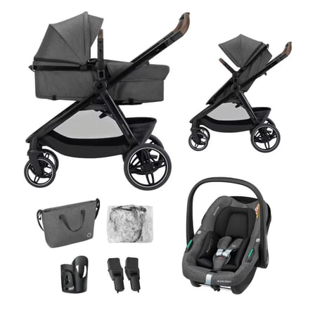 Maxi-Cosi Zelia S Trio 2 Portbebeye Dönüşebilen ve Cabriofix i-size Ana Kucaklı 3'ü Bir Arada Seyahat Sistem Bebek Arabası Dark Grey