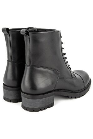 Alpina 6 Nokta Bağcıklı ve Fermuarlı Hakiki Deri Kadın Bot