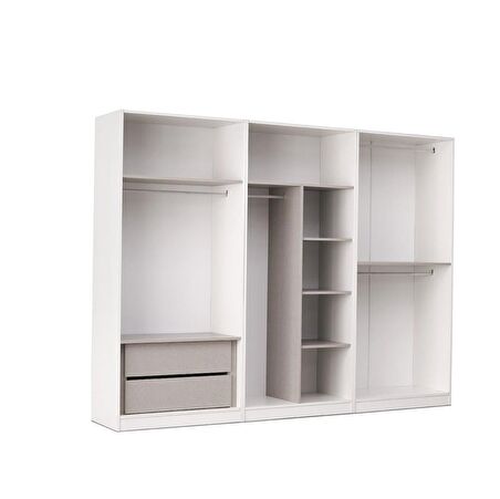 ÇAKIL MDF 6 Kapılı 2 Çekmeceli Gardrop Elbise Dolabı 240x53x216cm