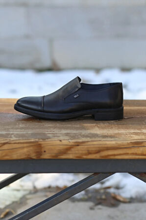 Erkek Kışlık klasik Kundura Hakiki Deri  Kauççuk ve Kaymaz Taban Bağcıksız