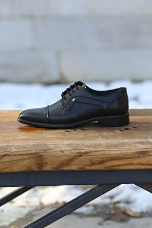 Erkek Mevsimlik Klasik Kundura Hakiki Deri  Kauççuk Taban Bağlı