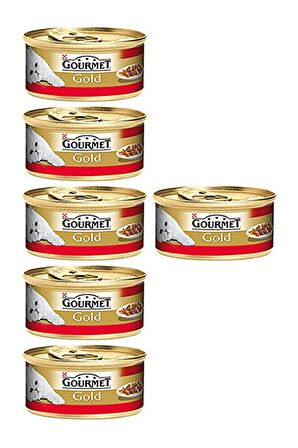 Gourmet Gold Parça Etli ve Soslu Sığır Etli Yaş Kedi Maması 85Gr 6AL 5ÖdeCNDST0510GGPESS